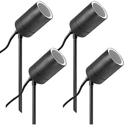 Long Life Lamp Company 4 x Garden Outdoor Spike Light Mains Powered Black Finish Stainless Steel Water Resistant Ground Pathway Lighting ZLC307B Long Life Lamp Company 4 x Garden Outdoor Spike Light Mains Powered Black Finish Stainless Steel Water Resistant Ground Pathway Lighting ZLC307B
