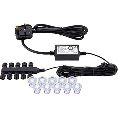 Betta Lighting Decking/Garden/Pathway/Patio Recessed Light Kit 10 x 30mm LED Blue Light Stainless Steel IP67 Rated Betta Lighting Decking/Garden/Pathway/Patio Recessed Light Kit 10 x 30mm LED Blue Light Stainless Steel IP67 Rated