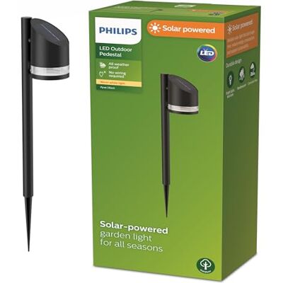 Philips Lighting Vynce Outdoor Solar wall Light, Round, 1.5W, 2700K, Black, IP44 Weatherproof Philips Lighting Vynce Outdoor Solar wall Light, Round, 1.5W, 2700K, Black, IP44 Weatherproof