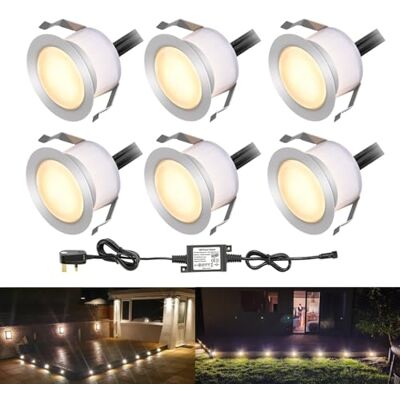 INDARUN Warm White Led Decking Lights Waterproof IP67 1W Ø45MM Lighting for Terrace/Patio/Path/Wall/Garden/Decoration, 6 Packs INDARUN Warm White Led Decking Lights Waterproof IP67 1W Ø45MM Lighting for Terrace/Patio/Path/Wall/Garden/Decoration, 6 Packs