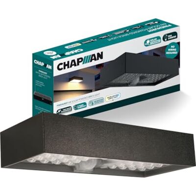 Lumineux Lighting Chapman Pinehurst 6W PIR LED Solar Brick Lights Outdoor, IP65 Waterproof Wall Lights with Motion Sensor, 4000K Cool White Solar Lights for Garden, Paths, Driveways & Outdoor Security Lighting (Black) Lumineux Lighting Chapman Pinehurst 6W PIR LED Solar Brick Lights Outdoor, IP65 Waterproof Wall Lights with Motion Sensor, 4000K Cool White Solar Lights for Garden, Paths, Driveways & Outdoor Security Lighting (Black)