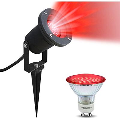 Long Life Lamp Company Red LED Garden Spike Wall Light GU10 Outdoor IP65 Black Spike Light 4W Long Life Lamp Company Red LED Garden Spike Wall Light GU10 Outdoor IP65 Black Spike Light 4W