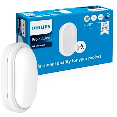 Philips ProjectLine LED wall Mount, 1400 lm, 4000 K, Integrated Sensor, Easy Installation, Indoor/Outdoor, Round, White Philips ProjectLine LED wall Mount, 1400 lm, 4000 K, Integrated Sensor, Easy Installation, Indoor/Outdoor, Round, White