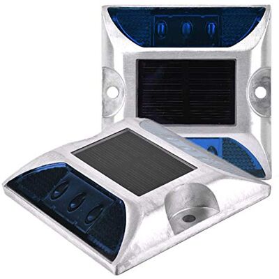Dioche 2-Sided Solar Decking Light With Reflective Road Pavement Marker, 6 LEDS Power Ground Marker Waterproof Garden Decor Stud Lamp for Step Sidewalk Pathway Dioche 2-Sided Solar Decking Light With Reflective Road Pavement Marker, 6 LEDS Power Ground Marker Waterproof Garden Decor Stud Lamp for Step Sidewalk Pathway