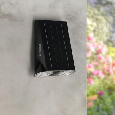 M Ledme Black Eyes Outdoor Solar LED Wall Light with Motion and Twilight Sensor, 800lm, 1.3W, IP44, Natural White Light (4000K) for Garden, Terrace, Facade, Wall M Ledme Black Eyes Outdoor Solar LED Wall Light with Motion and Twilight Sensor, 800lm, 1.3W, IP44, Natural White Light (4000K) for Garden, Terrace, Facade, Wall