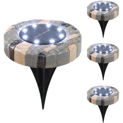 Gardenwize Solar Stone Effect Deck Light – 4-Pack Solar Powered Outdoor LED Deck Lights, White LEDs, Waterproof, Easy Placement for Patio, Deck & Garden Gardenwize Solar Stone Effect Deck Light – 4-Pack Solar Powered Outdoor LED Deck Lights, White LEDs, Waterproof, Easy Placement for Patio, Deck & Garden