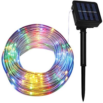 Lamker 100 LED Solar Rope Lights 12M Waterproof Tubing Lights Multicolor 8 Lighting Modes Outdoor Garden Flexible Tube String Fairy Light for Christmas Party Wedding Tree Fence Yard Backyard Patio Lamker 100 LED Solar Rope Lights 12M Waterproof Tubing Lights Multicolor 8 Lighting Modes Outdoor Garden Flexible Tube String Fairy Light for Christmas Party Wedding Tree Fence Yard Backyard Patio