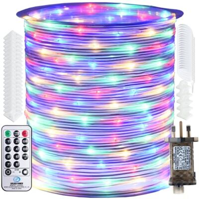 RcStarry 50M 500 LED Rope Lights, 8 Modes, Timer, Remote, Plug in Indoor Outdoor String Lights,Multi-Color, IP67 Waterproof Fairy Lights for Garden, Patio, Deck, Landscape Lighting, Bedroom and More RcStarry 50M 500 LED Rope Lights, 8 Modes, Timer, Remote, Plug in Indoor Outdoor String Lights,Multi-Color, IP67 Waterproof Fairy Lights for Garden, Patio, Deck, Landscape Lighting, Bedroom and More