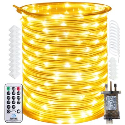 RcStarry 30M 300 LED Rope Lights, 8 Modes, Timer, Remtoe, Plug in Indoor Outdoor String Lights, Warm White, IP67 Waterproof Fairy Lights for Garden, Patio, Deck, Landscape Lighting, Bedroom and More RcStarry 30M 300 LED Rope Lights, 8 Modes, Timer, Remtoe, Plug in Indoor Outdoor String Lights, Warm White, IP67 Waterproof Fairy Lights for Garden, Patio, Deck, Landscape Lighting, Bedroom and More