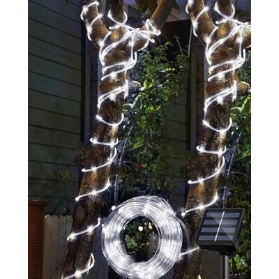 SIOOUI Outdoor Solar LED Rope Lights, IP65 Waterproof Rope Lights 12m/39.4ft 100LEDs Solar Decoration Lights with 8 Lighting Modes, Rope Fairy Light for Garden Tree Party Christmas Decoration (White) SIOOUI Outdoor Solar LED Rope Lights, IP65 Waterproof Rope Lights 12m/39.4ft 100LEDs Solar Decoration Lights with 8 Lighting Modes, Rope Fairy Light for Garden Tree Party Christmas Decoration (White)