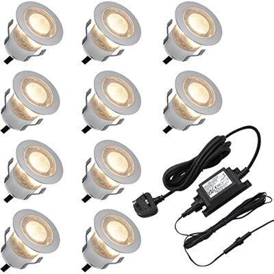 Long Life Lamp Company IP68 Outdoor LED Decking Lights 30mm Round Warm White 3000k 10 Kit DEC10WW Long Life Lamp Company IP68 Outdoor LED Decking Lights 30mm Round Warm White 3000k 10 Kit DEC10WW