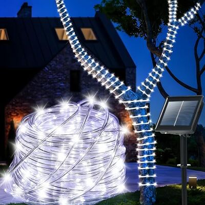 Clearhill Solar Rope Lights 10M/32ft White 100LED 8 Modes Waterproof IP65 Outdoor Solar String Lights for Garden, Party, Home, Christmas, Halloween, Tree Decorations, Wedding, Holiday Lighting Clearhill Solar Rope Lights 10M/32ft White 100LED 8 Modes Waterproof IP65 Outdoor Solar String Lights for Garden, Party, Home, Christmas, Halloween, Tree Decorations, Wedding, Holiday Lighting