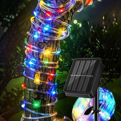 SIOOUI Outdoor Solar LED Rope Lights, IP65 Waterproof Rope Lights 12m/39.4ft 100LEDs Solar Decoration Lights with 8 Lighting Modes, Rope Fairy Light for Garden Tree Party Christmas Decoration (Multicolor) SIOOUI Outdoor Solar LED Rope Lights, IP65 Waterproof Rope Lights 12m/39.4ft 100LEDs Solar Decoration Lights with 8 Lighting Modes, Rope Fairy Light for Garden Tree Party Christmas Decoration (Multicolor)