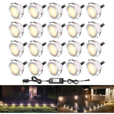 INDARUN Warm White Led Decking Lights Waterproof IP67 0.6W Ø31MM Lighting for Terrace/Patio/Path/Wall/Garden/Decoration, 20 Packs INDARUN Warm White Led Decking Lights Waterproof IP67 0.6W Ø31MM Lighting for Terrace/Patio/Path/Wall/Garden/Decoration, 20 Packs
