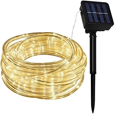 Lamker 100 LED Solar Rope Lights 12M Waterproof Tubing Lights Warm White 8 Lighting Modes Outdoor Garden Flexible Tube String Fairy Light for Christmas Party Wedding Tree Fence Yard Backyard Patio Lamker 100 LED Solar Rope Lights 12M Waterproof Tubing Lights Warm White 8 Lighting Modes Outdoor Garden Flexible Tube String Fairy Light for Christmas Party Wedding Tree Fence Yard Backyard Patio