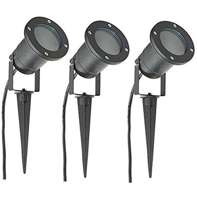 Long Life Lamp Company 3 x GU10 Outdoor Garden Spike Light Ground Mount IP65 Matt Black ZLC01BS Long Life Lamp Company 3 x GU10 Outdoor Garden Spike Light Ground Mount IP65 Matt Black ZLC01BS