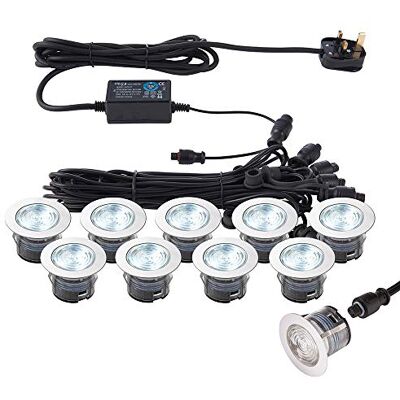 ENDON Saxby 76617 Ikon Pro CCT 6500K/Blue IP67 Outdoor Recessed Decking Lights Polished Stainless Steel 45mm ENDON Saxby 76617 Ikon Pro CCT 6500K/Blue IP67 Outdoor Recessed Decking Lights Polished Stainless Steel 45mm
