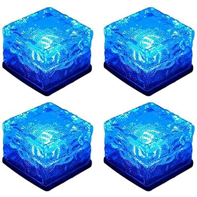 HULX Solar Ice Glass Light, 4 Pcs Solar Garden Lights Solar Outdoor Table Lamp Solar Path Ice Cube Lights Outdoor Waterproof (Blue) HULX Solar Ice Glass Light, 4 Pcs Solar Garden Lights Solar Outdoor Table Lamp Solar Path Ice Cube Lights Outdoor Waterproof (Blue)
