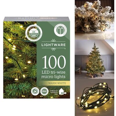 DANIEL JAMES Housewares Daniel James LED Christmas Tree Fairy Lights – 100 Warm White String Lights with Timer & Auto-Shut Off IP44 Battery Operated Rope Lights with Memory Function for Indoor & Outdoor – 100 LEDs DANIEL JAMES Housewares Daniel James LED Christmas Tree Fairy Lights – 100 Warm White String Lights with Timer & Auto-Shut Off IP44 Battery Operated Rope Lights with Memory Function for Indoor & Outdoor – 100 LEDs