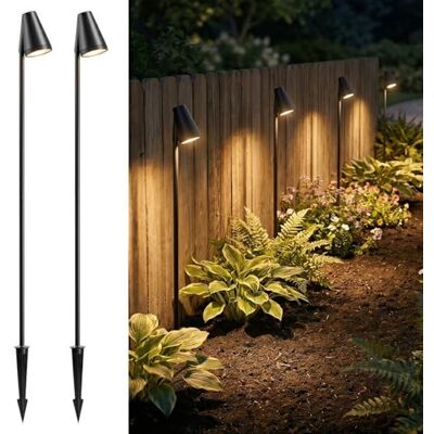 Auraglow Mains Powered Outdoor Garden Spike Light, IP65 Tall GU10 Spotlight for Paths, Driveways, Borders and Flowerbeds, Black (Warm White Bulb Included, 2 Pack) Auraglow Mains Powered Outdoor Garden Spike Light, IP65 Tall GU10 Spotlight for Paths, Driveways, Borders and Flowerbeds, Black (Warm White Bulb Included, 2 Pack)