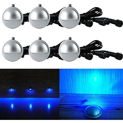 CHNXU Led Deck Lights Eyelid Step Lights Recessed Outdoor Waterproof IP65 Low Voltage 12v 35mm Blue Kit Pack of 6 CHNXU Led Deck Lights Eyelid Step Lights Recessed Outdoor Waterproof IP65 Low Voltage 12v 35mm Blue Kit Pack of 6