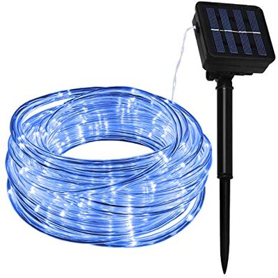 Lamker 100 LED Solar Rope Lights 12M Waterproof Tubing Lights Blue 8 Lighting Modes Outdoor Garden Flexible Tube String Fairy Light for Christmas Party Wedding Tree Fence Yard Backyard Patio Lamker 100 LED Solar Rope Lights 12M Waterproof Tubing Lights Blue 8 Lighting Modes Outdoor Garden Flexible Tube String Fairy Light for Christmas Party Wedding Tree Fence Yard Backyard Patio