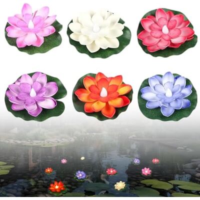 GINGER TECH 6pcs Floating Lotus Light for Pond, 3.9" Solar Pond Lights Led Floating Flower Light Battery Operated Activated Water Lily for Garden, Yard, Swimming Pool, Pond, Fountain, Aquarium GINGER TECH 6pcs Floating Lotus Light for Pond, 3.9" Solar Pond Lights Led Floating Flower Light Battery Operated Activated Water Lily for Garden, Yard, Swimming Pool, Pond, Fountain, Aquarium