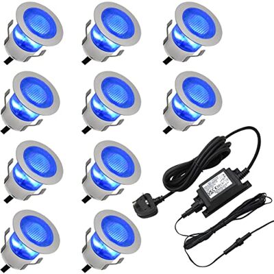 Long Life Lamp Company IP68 Outdoor LED Decking Lights 30mm Round Blue 10 Kit DEC10BL Long Life Lamp Company IP68 Outdoor LED Decking Lights 30mm Round Blue 10 Kit DEC10BL