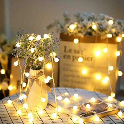SFOUR Fairy Lights, 2 Lighting Modes, 19.68ft 40LEDs Ball IP65 Globe String Light Battery Operated, Decoraction for Indoor Lighting, Bedroom, Wedding, Party, Christmas, Tree SFOUR Fairy Lights, 2 Lighting Modes, 19.68ft 40LEDs Ball IP65 Globe String Light Battery Operated, Decoraction for Indoor Lighting, Bedroom, Wedding, Party, Christmas, Tree