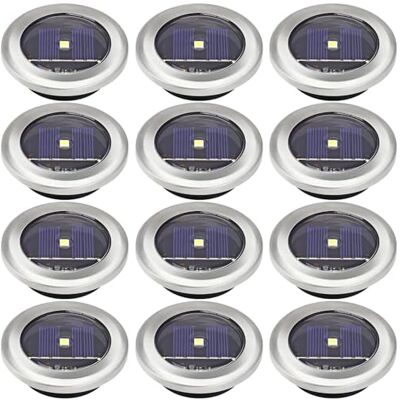 Solalite 12 Pack Solar Decking Lights Outdoor Garden Stainless Steel Solar Powered Ground Disk Lights Lamp Bright White Deck Landscape Pathway Lighting Solalite 12 Pack Solar Decking Lights Outdoor Garden Stainless Steel Solar Powered Ground Disk Lights Lamp Bright White Deck Landscape Pathway Lighting