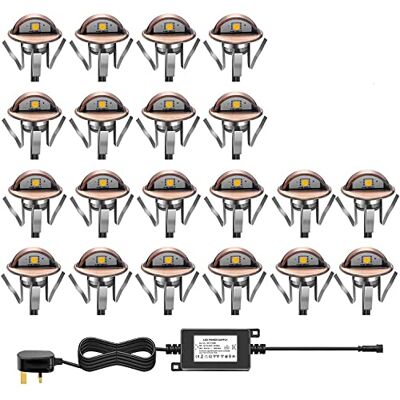 CHNXU LED Deck Step Lights Kit, 20 Pack IP65 Waterproof Landscape Lighting with Transformer, Recessed 12V Low Voltage Outdoor Decoration Wall Lamps for Stairs Patio Garden Yard (Warm White, Bronze) CHNXU LED Deck Step Lights Kit, 20 Pack IP65 Waterproof Landscape Lighting with Transformer, Recessed 12V Low Voltage Outdoor Decoration Wall Lamps for Stairs Patio Garden Yard (Warm White, Bronze)