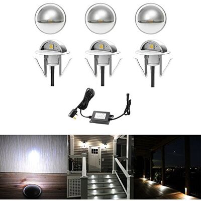 CHNXU Led Deck Lights Eyelid Step Lights Recessed Outdoor Waterproof IP65 Low Voltage 12v 35mm Cool White Kit Pack of 6 CHNXU Led Deck Lights Eyelid Step Lights Recessed Outdoor Waterproof IP65 Low Voltage 12v 35mm Cool White Kit Pack of 6