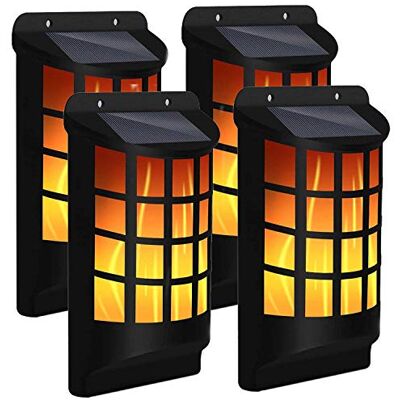 Solalite Solar Wall Lights, LED Torch with Flickering Flame 60 LED Waterproof Outdoor Solar Lamp for Garden, Landscape, Halloween Pathway, Patio, Balcony Deck Yard (4 Pack) Solalite Solar Wall Lights, LED Torch with Flickering Flame 60 LED Waterproof Outdoor Solar Lamp for Garden, Landscape, Halloween Pathway, Patio, Balcony Deck Yard (4 Pack)