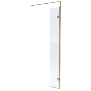Hudson Reed WRSBB30 Wetroom Modern Bathroom 'Shower Shield' Coated 8mm Toughened Safety Glass Hinged Return (Use in Conjunction with Another Screen), 300mm, Brushed Brass Hudson Reed WRSBB30 Wetroom Modern Bathroom 'Shower Shield' Coated 8mm Toughened Safety Glass Hinged Return (Use in Conjunction with Another Screen), 300mm, Brushed Brass