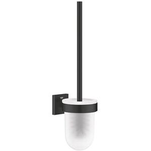 Grohe Start Cube QuickFix Toilet Brush Set (Material: Glass & Metal, Wall Mounted, with Screws and Dowels), Size 399 mm, Easy to Fit with QuickGlue, Matt Black, 409772430 Grohe Start Cube QuickFix Toilet Brush Set (Material: Glass & Metal, Wall Mounted, with Screws and Dowels), Size 399 mm, Easy to Fit with QuickGlue, Matt Black, 409772430