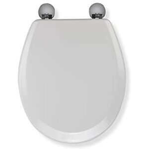 Croydex Como White Wooden Toilet Seat Adjustable Hinges with Top & Bottom Fixings Included and Rust Free Chrome Plated Hinge Covers, Antibacterial Treated Surface (White Wood) Croydex Como White Wooden Toilet Seat Adjustable Hinges with Top & Bottom Fixings Included and Rust Free Chrome Plated Hinge Covers, Antibacterial Treated Surface (White Wood)