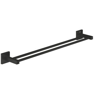 Grohe Start Cube Double Towel Rail – Bathroom Wall Mounted Dual Towel Bar (Metal, Concealed Fastening, Including Screws and Dowels), Size 654 mm, Matt Black, 411042430 Grohe Start Cube Double Towel Rail – Bathroom Wall Mounted Dual Towel Bar (Metal, Concealed Fastening, Including Screws and Dowels), Size 654 mm, Matt Black, 411042430