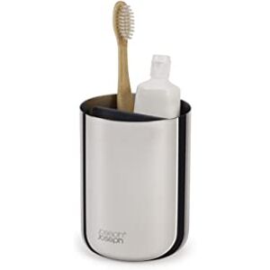 Joseph Joseph EasyStore Luxe Stainless-steel Toothbrush Holder Caddy Bathroom Storage, Regular- Steel Joseph Joseph EasyStore Luxe Stainless-steel Toothbrush Holder Caddy Bathroom Storage, Regular- Steel
