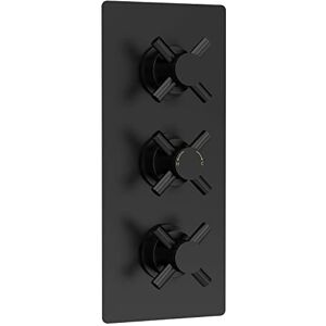 Hudson Reed KRI4023 Tec Cross Modern Concealed Triple Thermostatic Crosshead Shower Valve with Diverter 3 Outlets, 280mm, Matt Black Hudson Reed KRI4023 Tec Cross Modern Concealed Triple Thermostatic Crosshead Shower Valve with Diverter 3 Outlets, 280mm, Matt Black