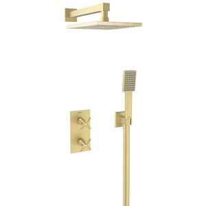 Bristan Cruzar, Concealed Thermostatic Shower Kit with Three Outlets, Safe Touch Technology, Brushed Brass Finish Bristan Cruzar, Concealed Thermostatic Shower Kit with Three Outlets, Safe Touch Technology, Brushed Brass Finish