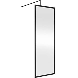 nuie WRFBP1870 Modern Bathroom Full Outer Frame 8mm Toughened Safety Glass 1850mm Wetroom Screen & Support Arm, 700mm, Satin Black nuie WRFBP1870 Modern Bathroom Full Outer Frame 8mm Toughened Safety Glass 1850mm Wetroom Screen & Support Arm, 700mm, Satin Black