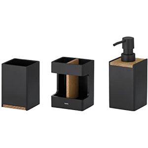Kela 390241 Bathroom Set 3-Piece 1 Soap Dispenser 1 Cup 1 Toothbrush Holder Polyresin/Oak Look Matte Black Cube 26 x 22 x 9 cm Kela 390241 Bathroom Set 3-Piece 1 Soap Dispenser 1 Cup 1 Toothbrush Holder Polyresin/Oak Look Matte Black Cube 26 x 22 x 9 cm