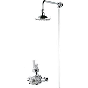 Hudson Reed SBT126TW1 Bundle Traditional Bathroom Exposed Twin Thermostatic Valve and Round Rigid Riser Kit with Single Function Shower Head, Chrome Hudson Reed SBT126TW1 Bundle Traditional Bathroom Exposed Twin Thermostatic Valve and Round Rigid Riser Kit with Single Function Shower Head, Chrome