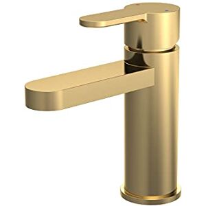 nuie ARV805 Arvan Modern Bathroom Round Mono Basin Mixer Tap with Lever Handle and Push Button Waste, 160mm, Brushed Brass nuie ARV805 Arvan Modern Bathroom Round Mono Basin Mixer Tap with Lever Handle and Push Button Waste, 160mm, Brushed Brass
