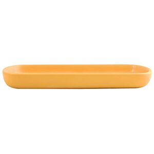 MSV Storage Tray Ceramic Organiser Maonie Plate for Fruit, Tea, Cosmetics, Jewellery, Oval for Washbasin, Bathroom, Cabinets-Matte Saffron Yellow, Unique MSV Storage Tray Ceramic Organiser Maonie Plate for Fruit, Tea, Cosmetics, Jewellery, Oval for Washbasin, Bathroom, Cabinets-Matte Saffron Yellow, Unique