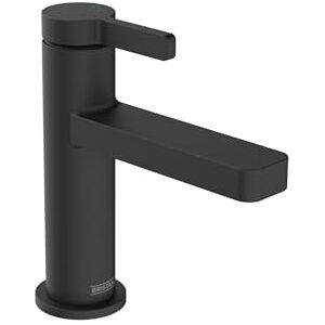 Bristan Elevar Basin Mixer with Clicker Waste and Ceramic Cartridge, Wall Mounted Bathroom Tap, Black Finish Bristan Elevar Basin Mixer with Clicker Waste and Ceramic Cartridge, Wall Mounted Bathroom Tap, Black Finish