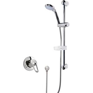 nuie SBR01MV1 Bundle Modern Bathroom Round Concealed Manual Shower Valve with Curved Slide Rail Kit with Multi-Function Handset and Outlet Elbow, Chrome nuie SBR01MV1 Bundle Modern Bathroom Round Concealed Manual Shower Valve with Curved Slide Rail Kit with Multi-Function Handset and Outlet Elbow, Chrome