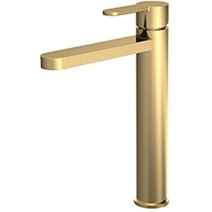 nuie ARV870 Arvan Modern Bathroom Round High-Rise Mono Basin Mixer Tap with Lever Handle, 290mm, Brushed Brass nuie ARV870 Arvan Modern Bathroom Round High-Rise Mono Basin Mixer Tap with Lever Handle, 290mm, Brushed Brass