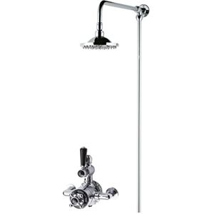 Hudson Reed SBT136TW1 Bundle Traditional Bathroom Twin Exposed Valve and Round Rigid Riser Kit with Single Function Shower Head, Chrome Hudson Reed SBT136TW1 Bundle Traditional Bathroom Twin Exposed Valve and Round Rigid Riser Kit with Single Function Shower Head, Chrome