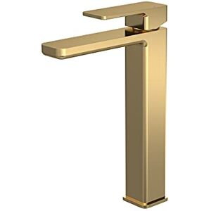 nuie WIN870 Windon Modern Bathroom Square High-Rise Mono Basin Mixer Tap with Lever Handle, 290mm, Brushed Brass nuie WIN870 Windon Modern Bathroom Square High-Rise Mono Basin Mixer Tap with Lever Handle, 290mm, Brushed Brass